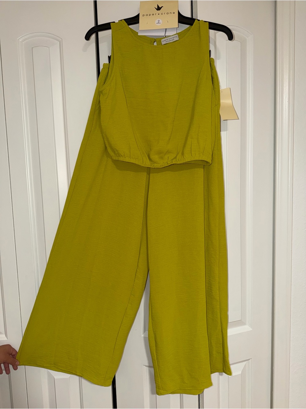 Paper Crane Chartreuse Wide-Leg Pants and Top Set